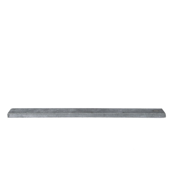 A long metal bar with gray shelves and metal edges.