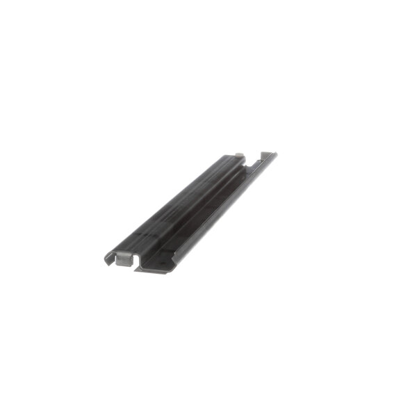 A black metal True Refrigeration bottom drawer slide with metal corners on a white background.