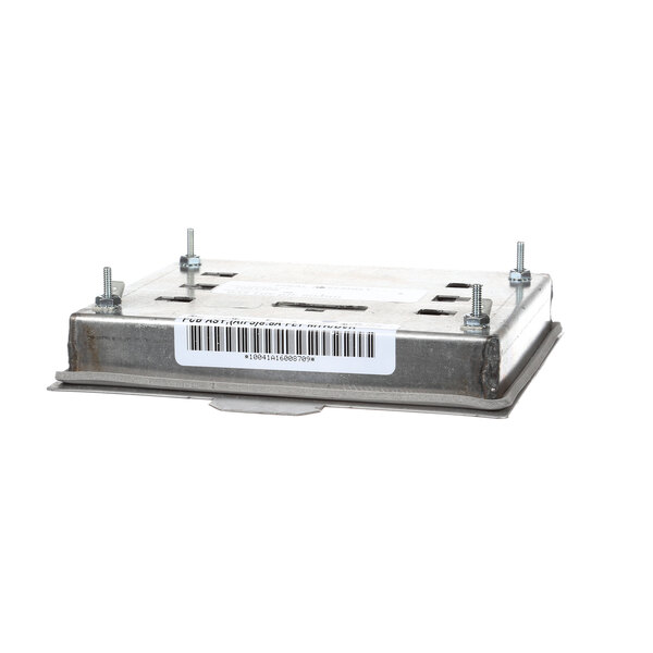 A metal rectangular Frymaster Lov Aif Board with screws.
