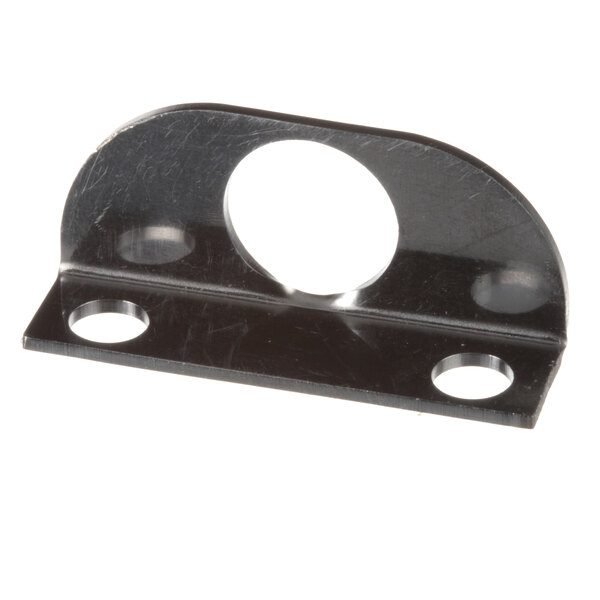 A black metal bracket with holes on the side.