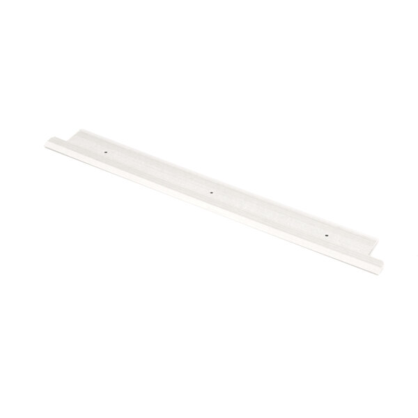 A white plastic rectangular shelf with a hole in the middle.