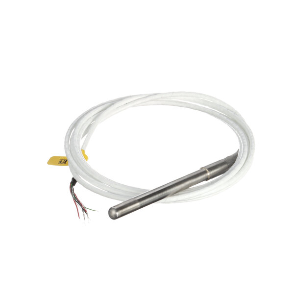 A white wire with a metal rod and a connector.