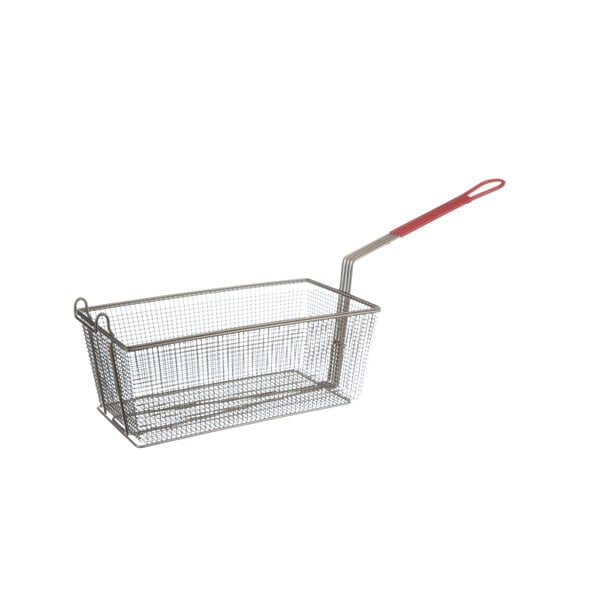 A Vulcan Twin Gr85 fryer basket with a wire basket and a red handle.