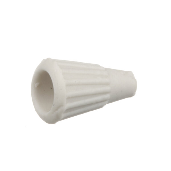 A white plastic Hatco wire nut with a hole in the tip.