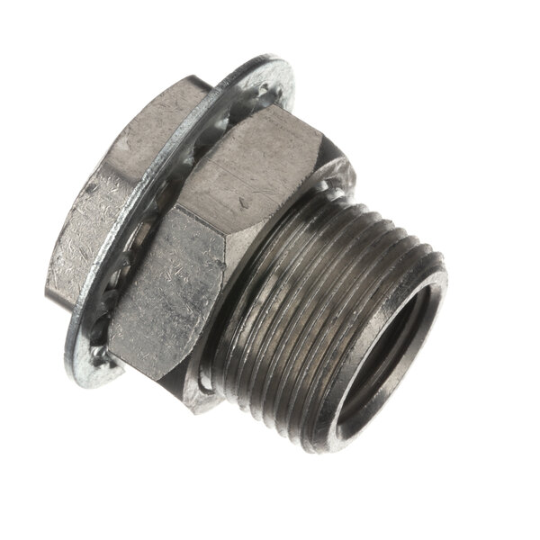 A stainless steel Champion 1/2npt bulk head threaded pipe fitting.
