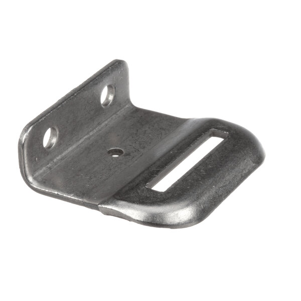 A Glastender lock bracket with holes in the metal.
