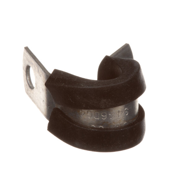 A black and silver metal Cres Cor clamp with a metal handle.