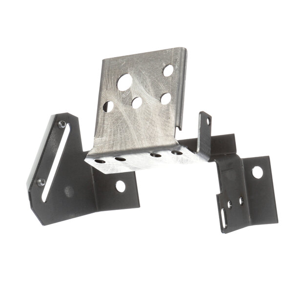 A metal Frymaster bracket with holes.