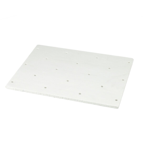 A white plastic board with holes.