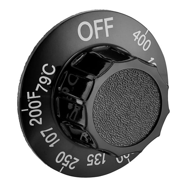 A black Frymaster knob with white text that says "OFF"