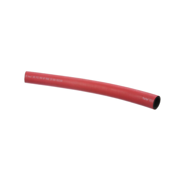 A red hose with a black cap.