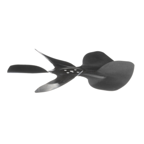 A black propeller blade with holes on a white background.