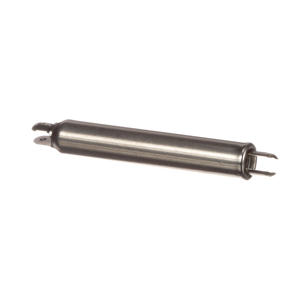 A stainless steel cylinder with a metal rod.