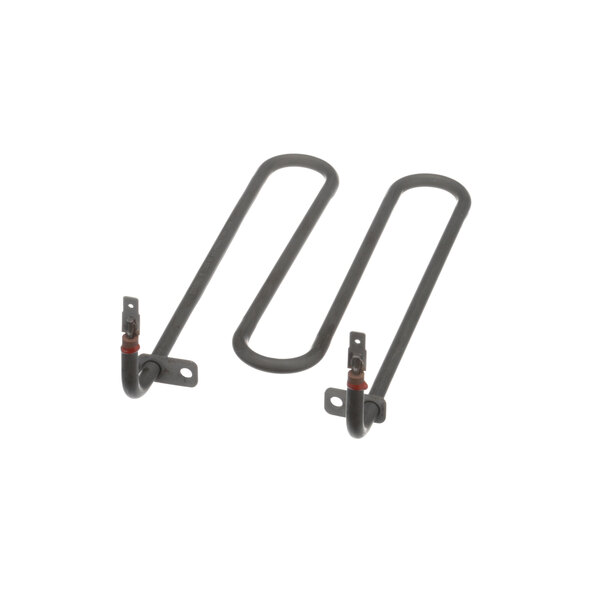 Two black metal brackets with red handles for a Hatco Tm-5 heating element.
