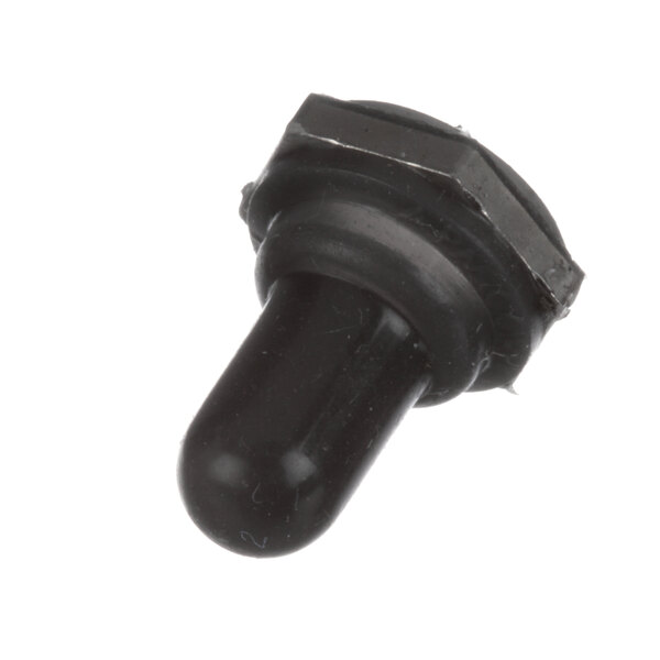 A black plastic Hatco rubber boot with a metal nut.