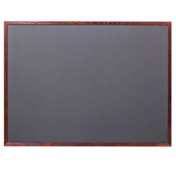 A mahogany-framed black chalkboard.