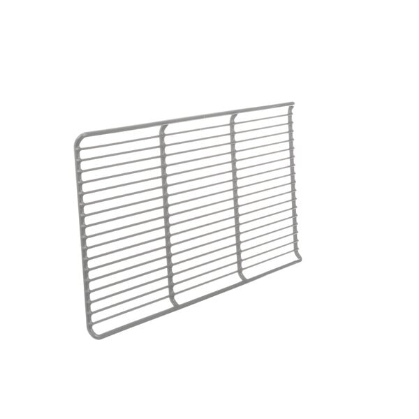 A white metal grid shelf for a Glastender refrigerator.