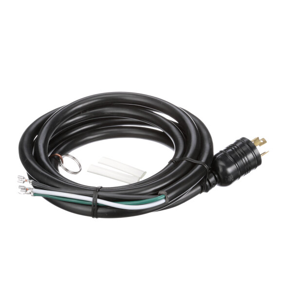 A black Cres Cor power cord with white and green wires.