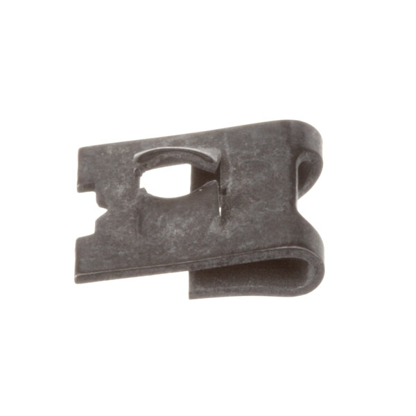 A Frymaster black metal clip with a hole.