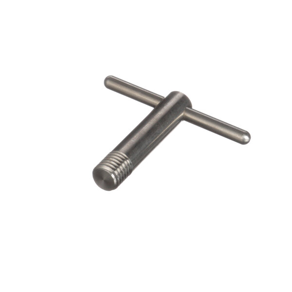 A close-up of a stainless steel Kelvinator T-handle screw.