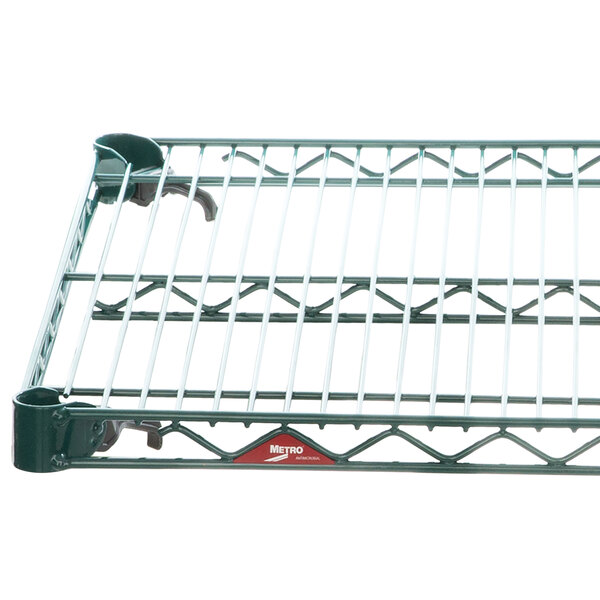 A Metroseal wire shelf on a metal rack.