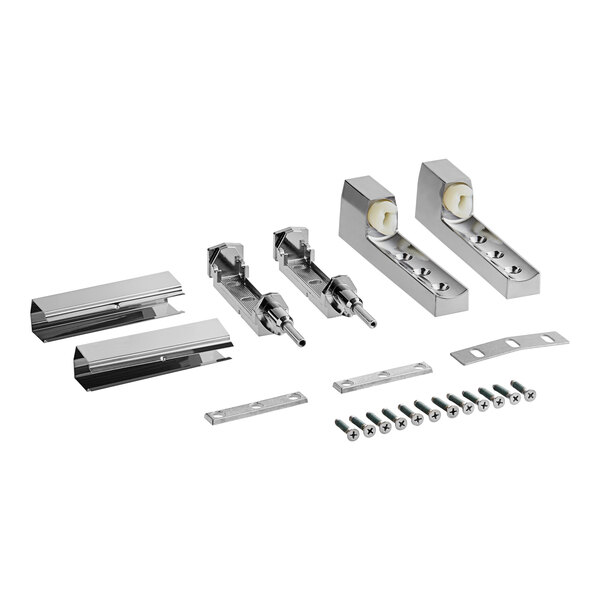 Stainless steel hardware for a Cres Cor heated banquet cabinet door.