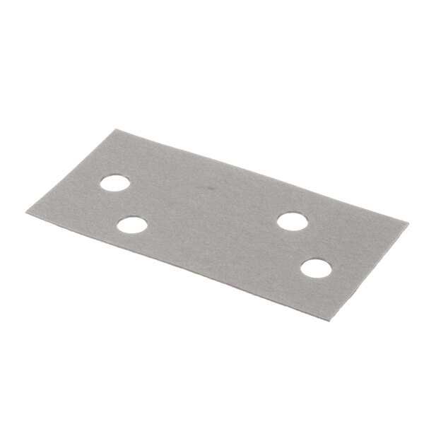 A rectangular piece of metal with holes.