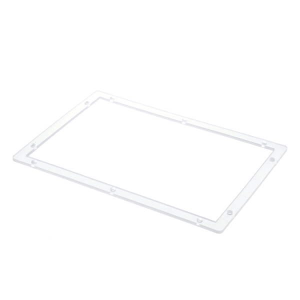 A white rectangular gasket with holes.