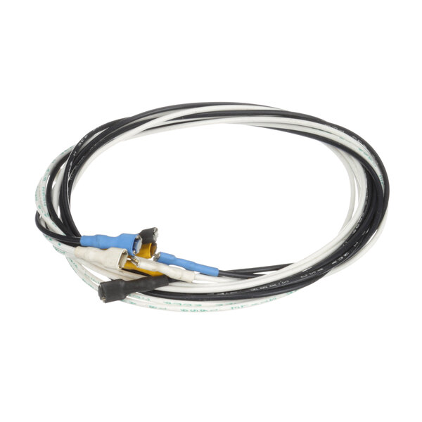 A white and black cable with blue and white wires attached to Imperial Icvg-Ignitor Leads.