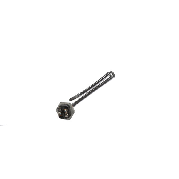 A black metal pipe with a hexagon shaped connector on the end.