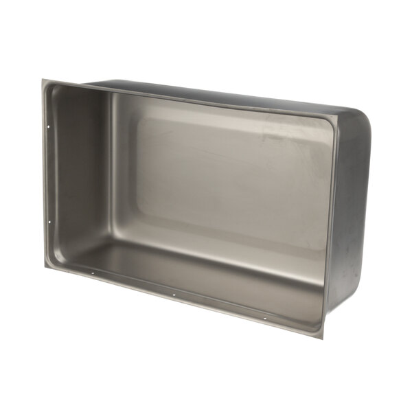 A stainless steel Vollrath rectangular metal pan with a lid.