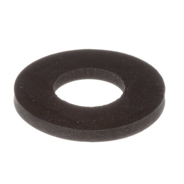 A black rubber ring with a hole on a white background.