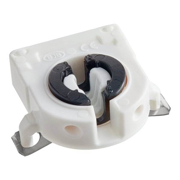 A white plastic Hatco lamp socket with black and grey metal parts.