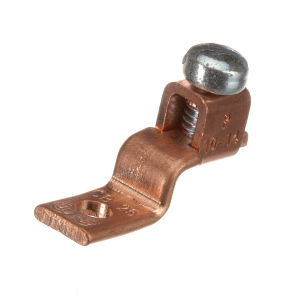 A close-up of a Cleveland copper lug solderless wire clamp.