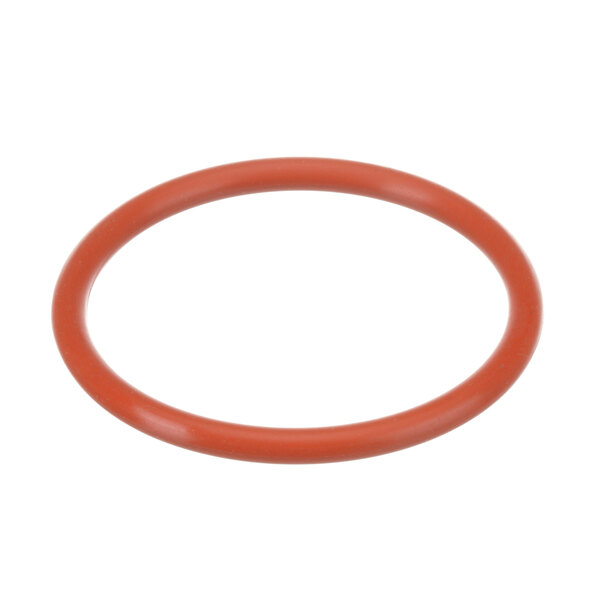 An orange rubber O-ring with a red circle.