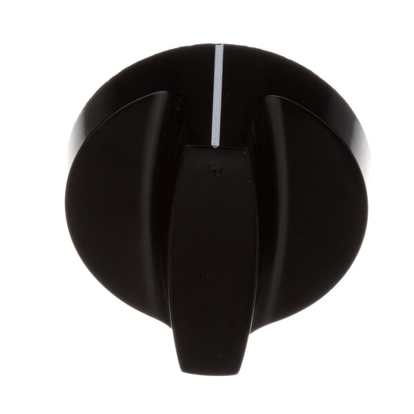 A black Cleveland knob with white markings on it.