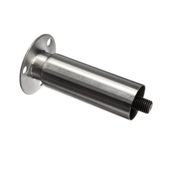 A close-up of a stainless steel Cleveland Tri-Bolt Hole Pipe with a screw on the end.