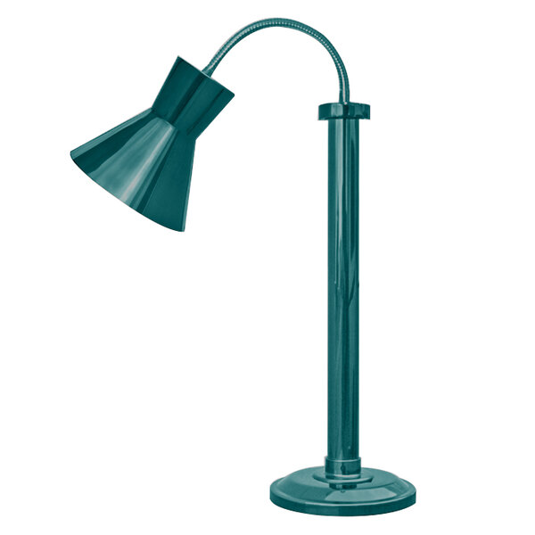 A Hanson Heat Lamps verdigris heat lamp with a metal pole.