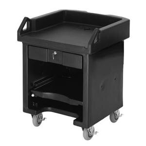 A black Cambro Versa cart with standard casters.