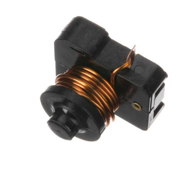 A Beverage-Air black and gold relay coil with a copper wire connector.