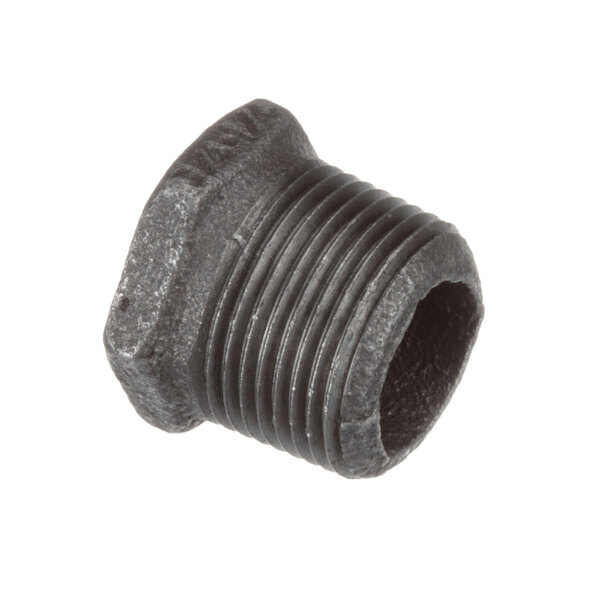 A black Cleveland hex bushing with a thread.