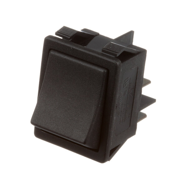 A black Master-Bilt rocker switch with a plastic cover.
