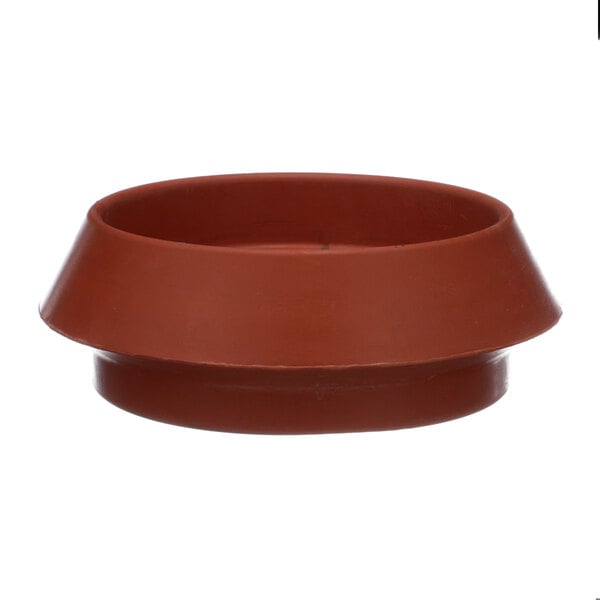 A brown plastic bowl with a round bottom and a lid.