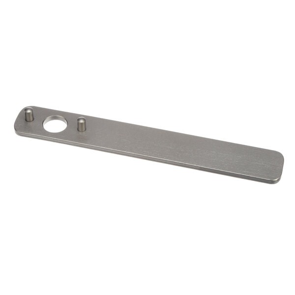 A stainless steel Stephan peg wrench with two holes.