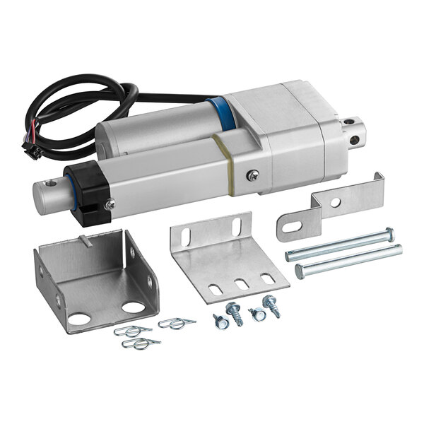 A Frymaster linear actuator with a metal plate and screws.