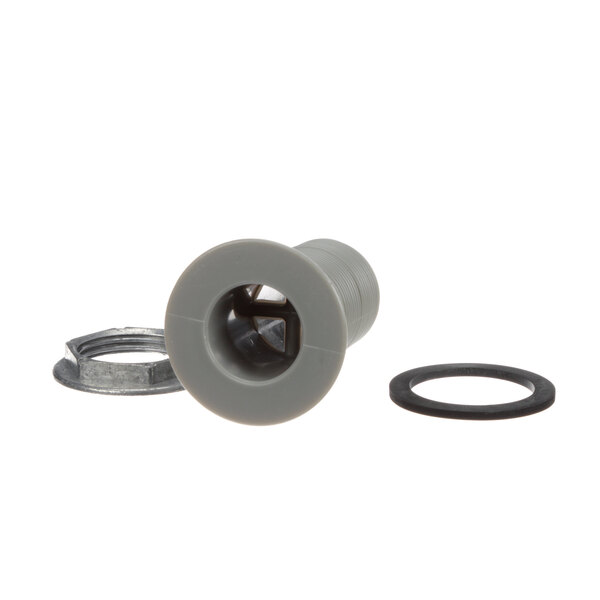 A Federal Industries grey thermoplastic drain with a black rubber gasket and metal ring.
