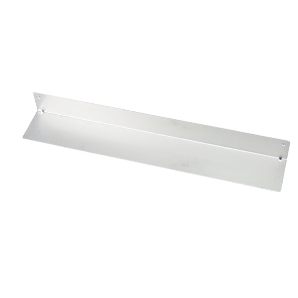 A white metal slide tray with rectangular holes and a metal handle.