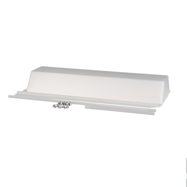 A white rectangular lamp shield with metal brackets.