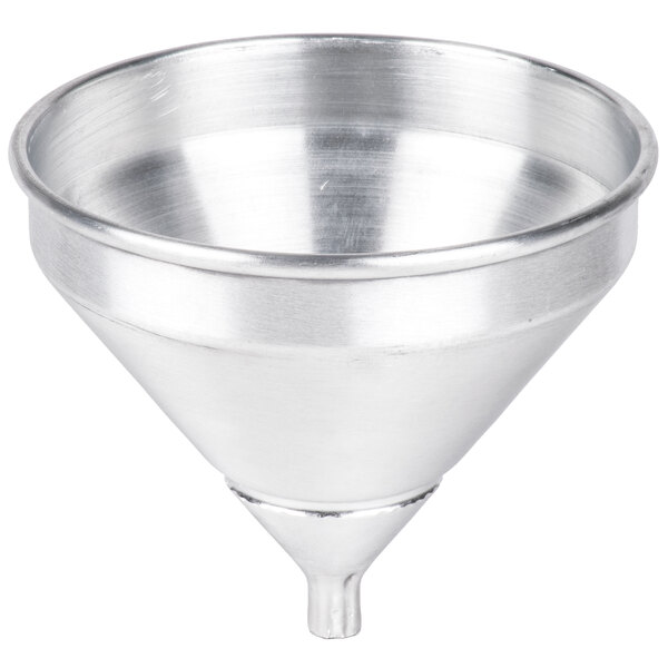 An American Metalcraft silver funnel with a built-in strainer.