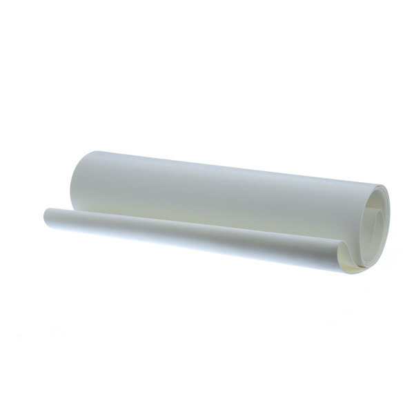 A roll of white conveyor belt material.